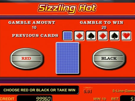Риск-игра в автомате Sizzling Hot